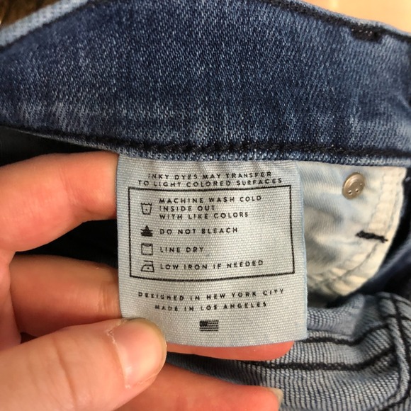 AYR Womens The Pop Jeans Size 29 Short Blue Wash Straight Leg Raw Hem - Picture 10 of 15